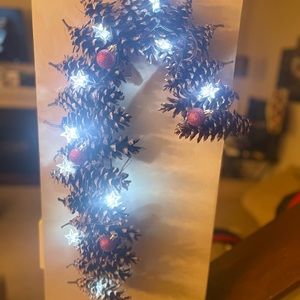 Lighted hand made candy cane wreath
